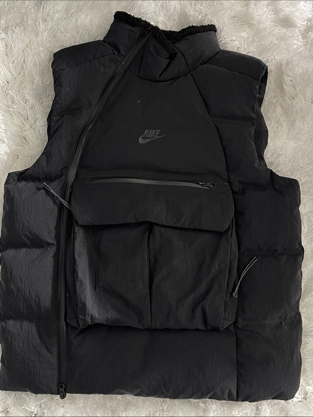 Nike Black Puffer Vest with Front Cargo Pocket